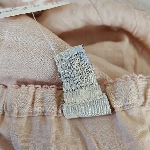 J.JILL eyelet Embroidered Elastic Waist Linen Skirt in Petal Pink XL Vintage - Picture 9 of 9